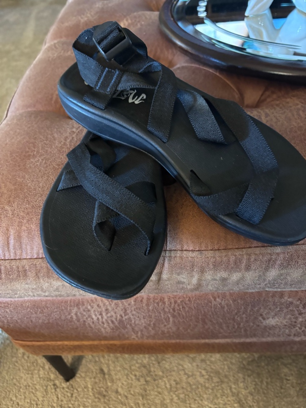 Mad Love Black Crisscross Sport Sandals with Ankle Strap